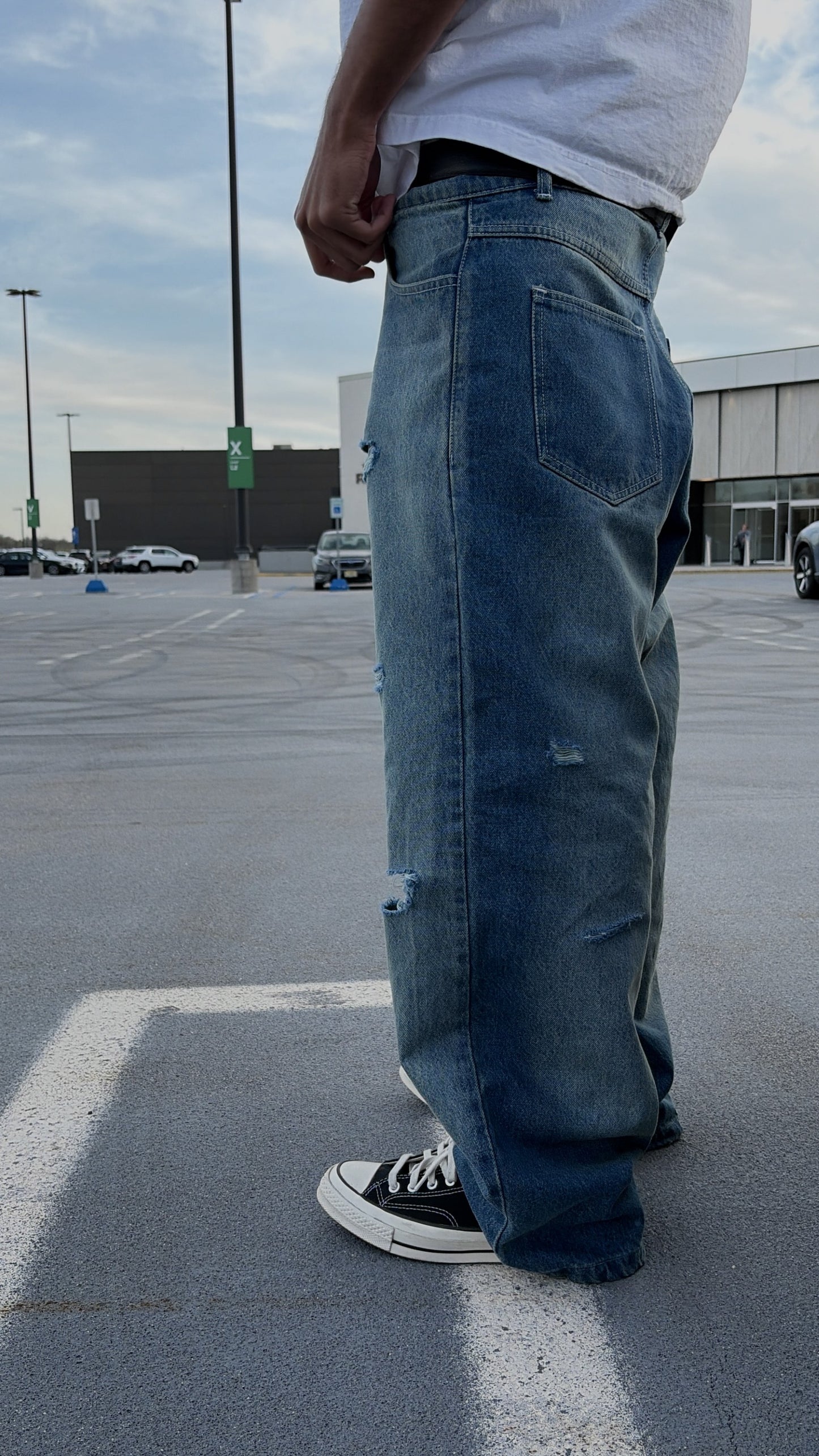 Indigo "Thrashed" Skater Denim