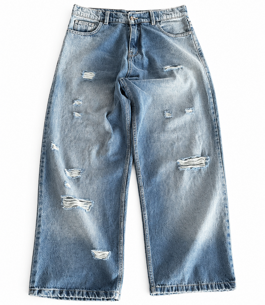 Indigo "Thrashed" Skater Denim