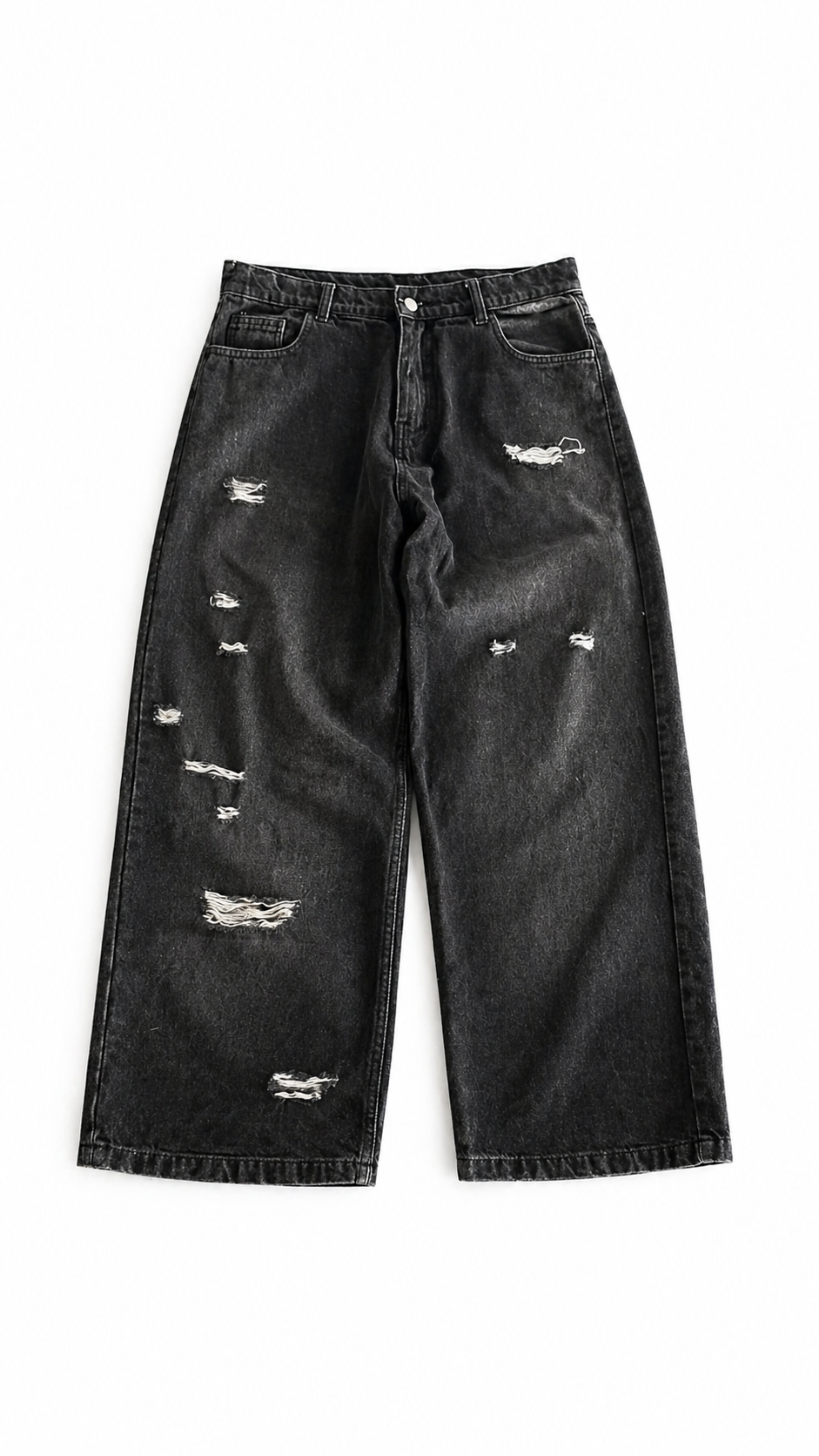 Black "Thrashed" Skater Denim